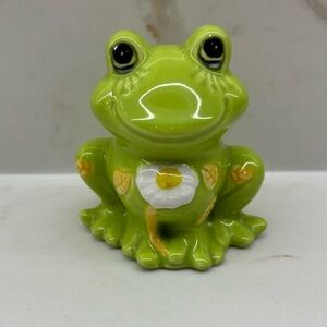 Vintage Josef Originals Frog Potpourri Jar Shaker 1970s Yellow Flowers Spring